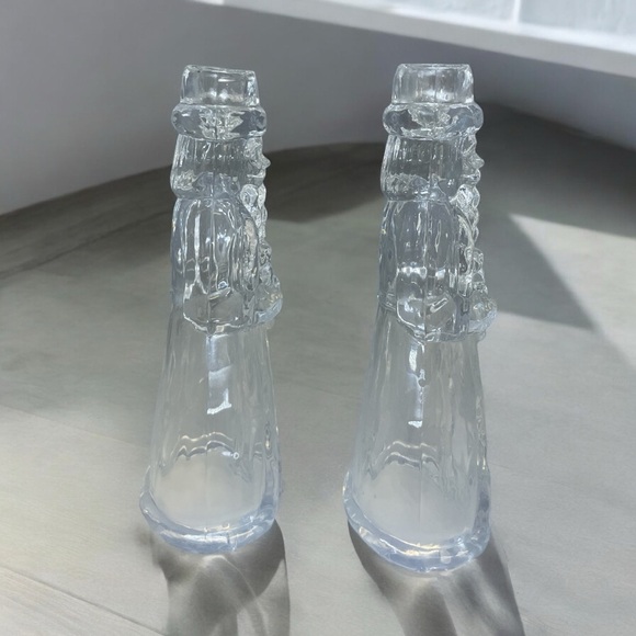Princess House Father Christmas Crystal Candlestick Holders, a Set Of 2 - Picture 4 of 11